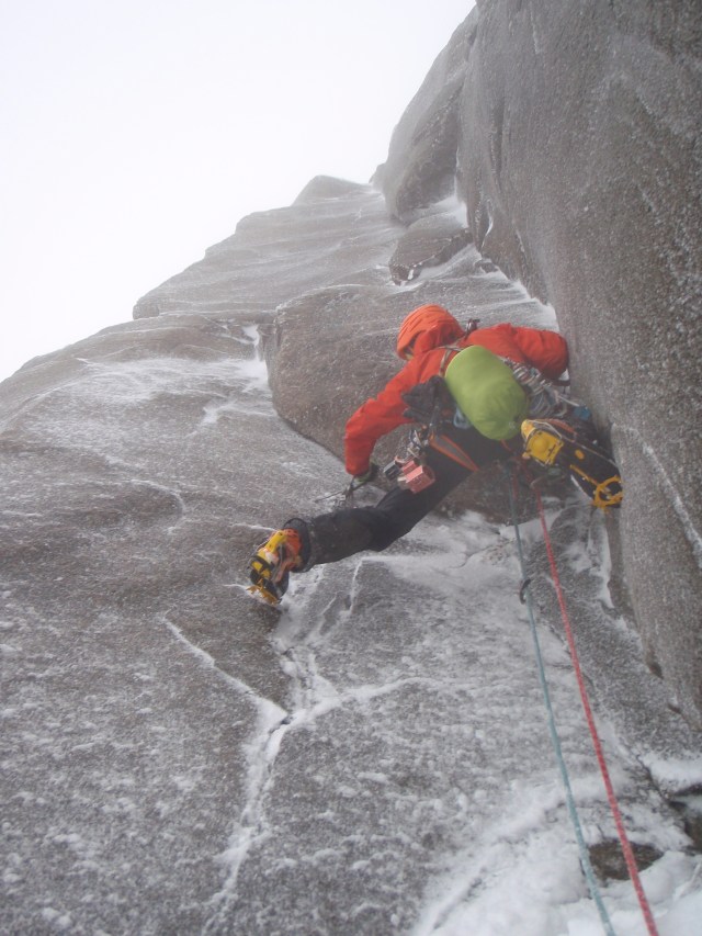 Getting involved with the crux pitch of Soul Vacation VIII 8, on North Buttress in the Lakes. Lakes mixed is amazing when you get the right conditions. I'd had laser eye surgery 6 days earlier and was itching to get out!