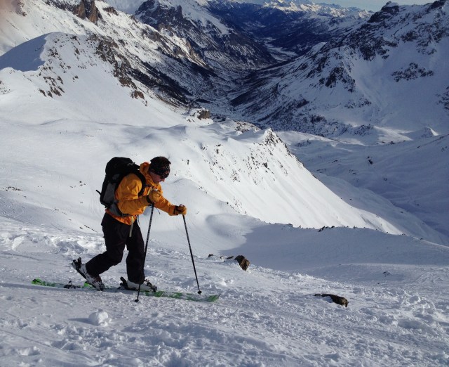 Parky approaching the summit of Pic Blanc Du Galibier on Jan 2nd 2015. Mega.